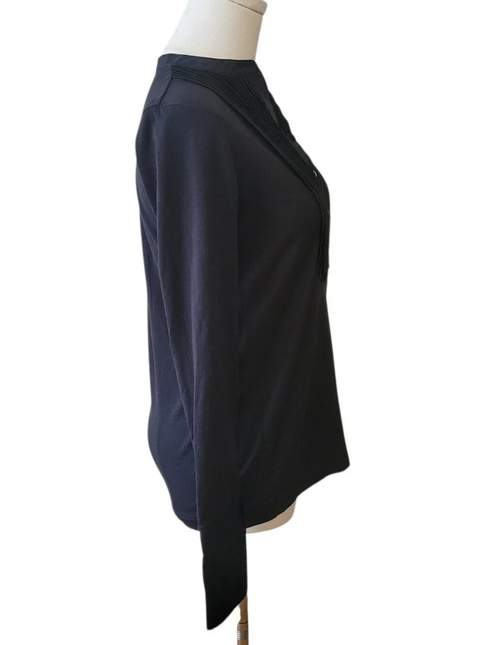 J. Crew Black Tuxedo Pintuck Cotton Top Size XXS
